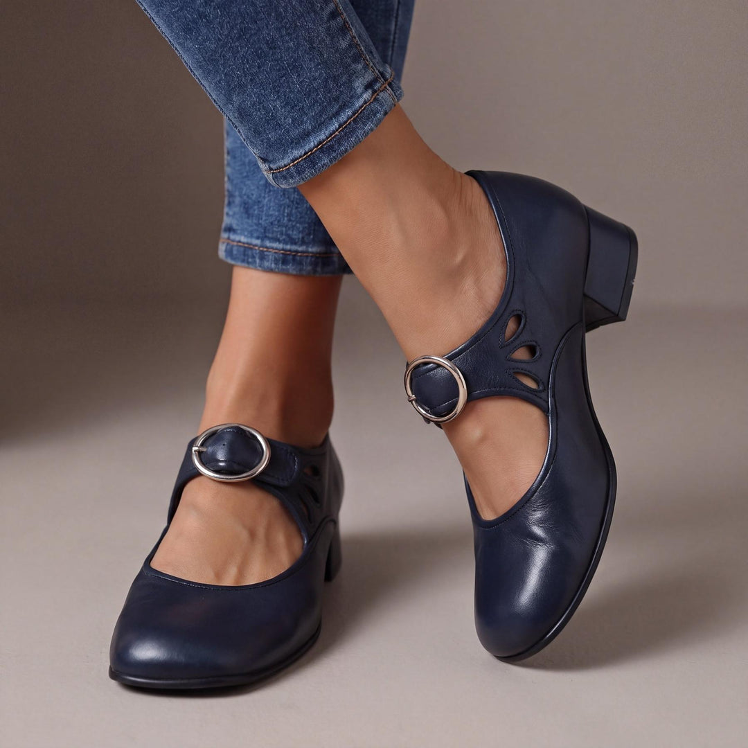 Jeanne | Babies à talon carré et boucle