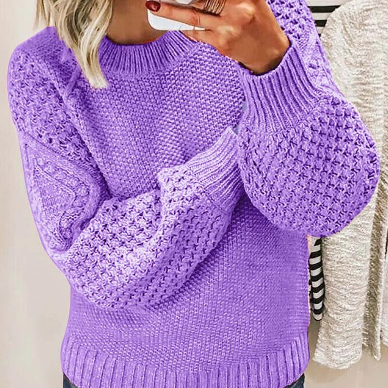 Isaline | Pull en maille gaufrée à manches ballon