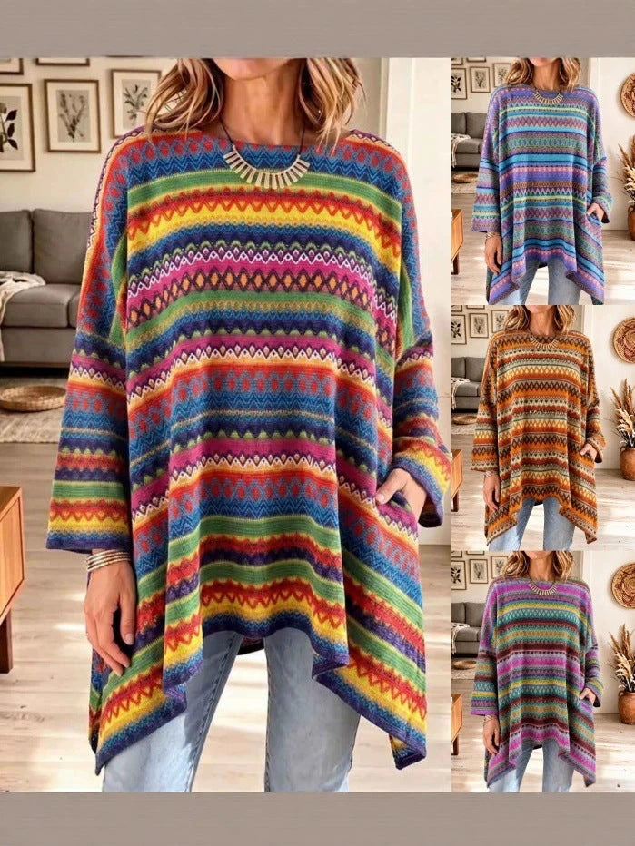 Marthe | Tunique en maille jacquard multicolore