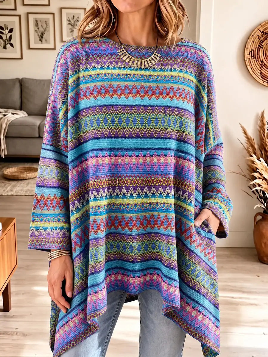 Marthe | Tunique en maille jacquard multicolore