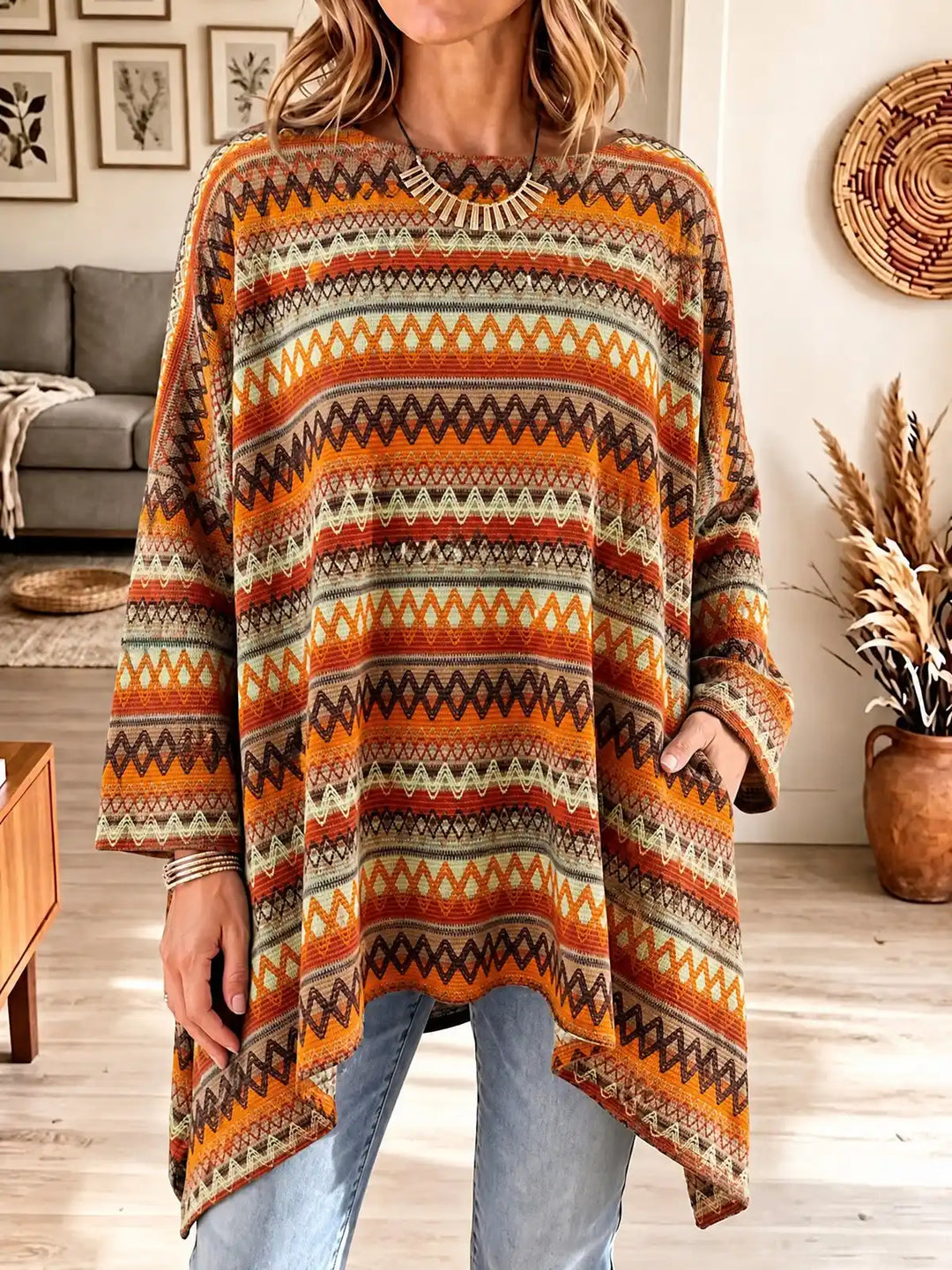 Marthe | Tunique en maille jacquard multicolore