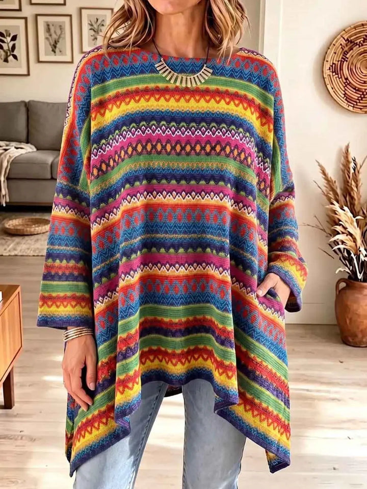Marthe | Tunique en maille jacquard multicolore