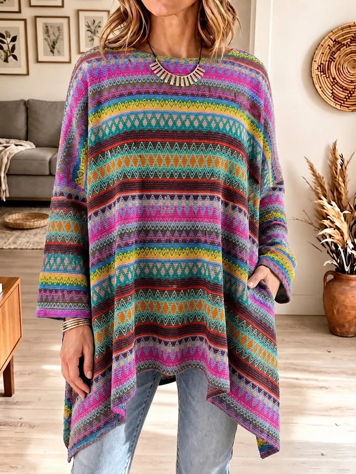 Marthe | Tunique en maille jacquard multicolore