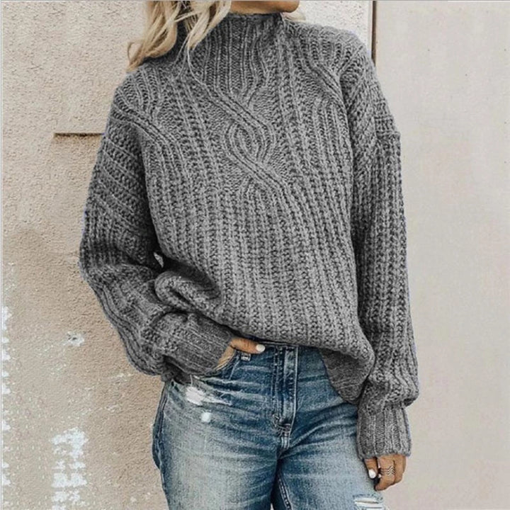 Léonore | Pull col montant en grosse maille torsadée