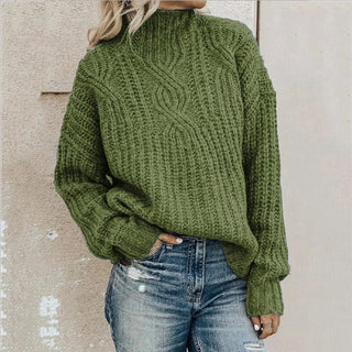 Léonore | Pull col montant en grosse maille torsadée