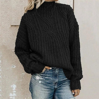 Léonore | Pull col montant en grosse maille torsadée