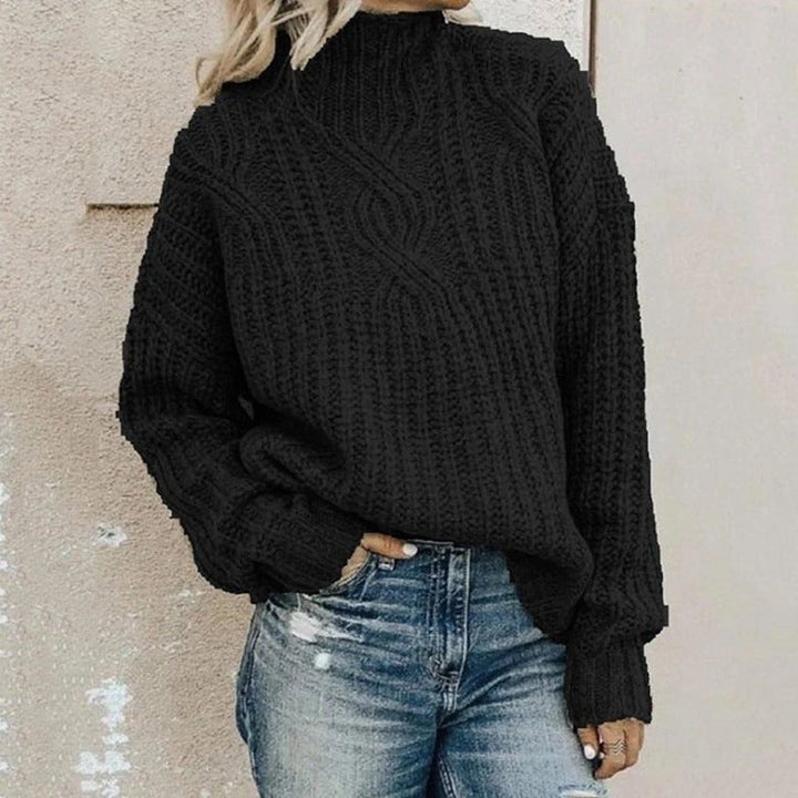 Léonore | Pull col montant en grosse maille torsadée
