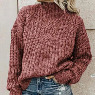 Léonore | Pull col montant en grosse maille torsadée