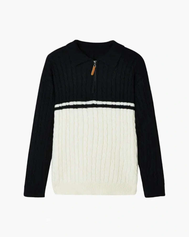 Gautier | Pull homme demi-zippé bicolore