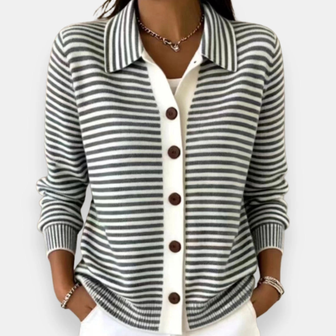 Suzon | Cardigan rayé boutonné