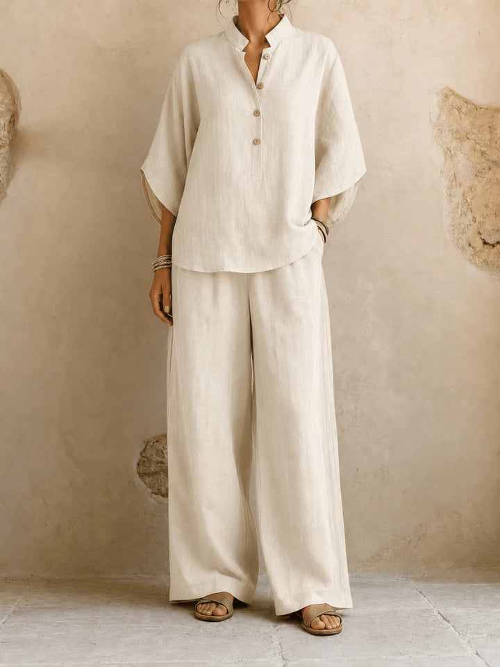 Estelle | Ensemble blouse manches chauve-souris et pantalon large