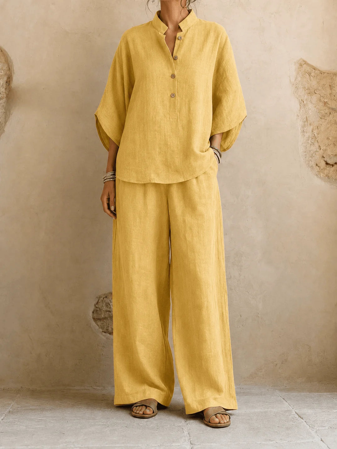 Estelle | Ensemble blouse manches chauve-souris et pantalon large